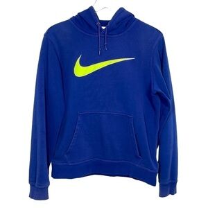 Nike Blue Hoodie w/Neon Green Swoosh Kangaroo Pocket Size S